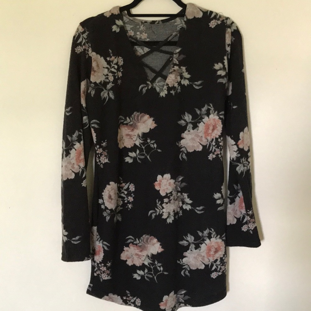 Women's crisscross v-neck sweater dress